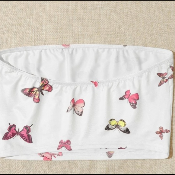 LAST ONE! cropped white butterfly tube top✨🦋💖 - Picture 2 of 4